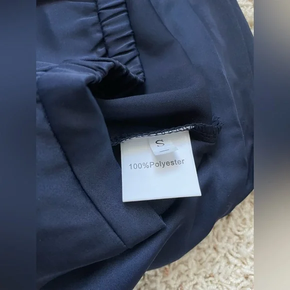 Satin Silk Lace Trim Shorts High Waisted Midnight Blue Size Small NWOT - Picture 5 of 7